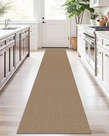 KOZYFLY Boho Runners for Hallways 2x10 ft Washable Kitchen Runner Non Slip Rubber Backed Hallway Rugs Cotton Entryway Runner Rug Floor Carpet for Indoor Hall, Backdoor, Kitchen, Tan/Orange/Brown