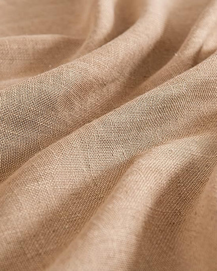 MIULEE Brown Linen Curtains 72 Inch Length for Bedroom Living Room, Soft Thick Linen Textured Window Drapes Semi Sheer Light Filtering Back Tab Rod Pocket Burlap Look Farmhouse Decor, 2 Panels