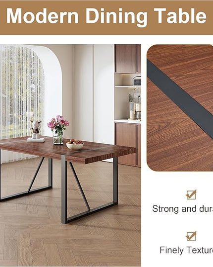 7 Piece Dining Table Set for 6,Modern 71'' Rectangle Dining Table and Modern Dining Chairs 6,Kitchen Table and Chairs for 6,Ideal for Kitchen Dining Room