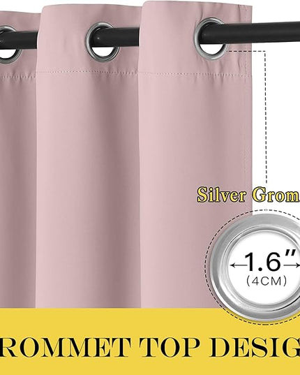 NICETOWN Baby Pink Curtains for Nursery, Sliding Glass Door Grommet Thermal Insulated Blackout Curtain Room Divider Sound Reducing Window Treatment for Kids Room/Bedroom, 1 Panel, W100 x L84