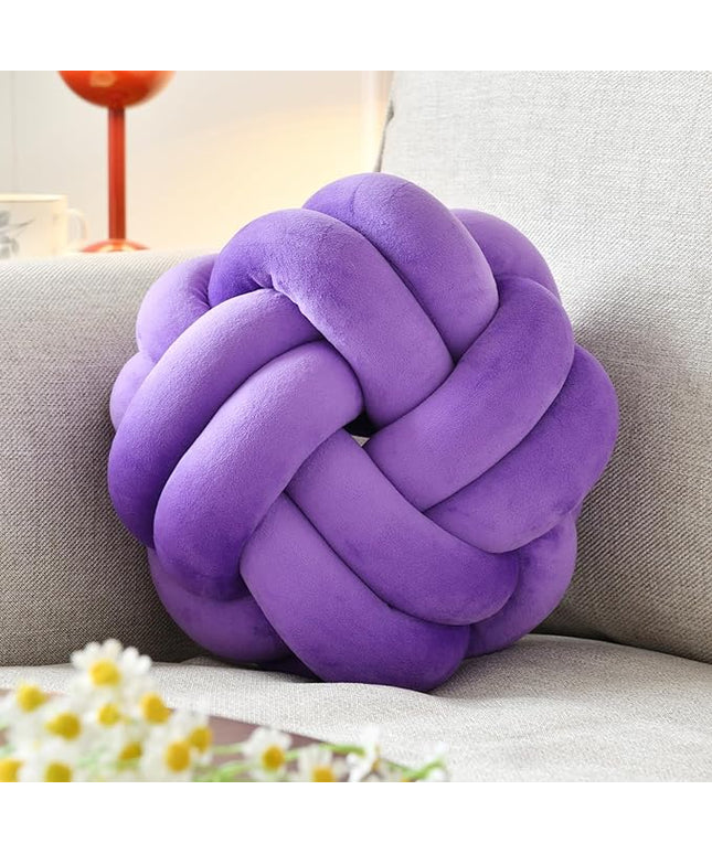 Knot Ball Pillow, Round Decorative Throw Pillows Cushion, 8 Inch Purple Soft Plush Knotted Pillows Pillow, Modern Home Throw Knot Decorative Cushion