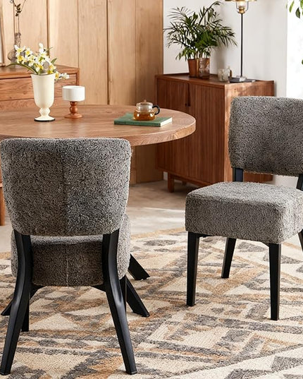 3 Piece Dining Table Set,Small 37" Round Kitchen Table Set for 2, Mid Century Modern Circle Coffee Set for Dining Room Kitchen Apartment, Space Saving (Wooden Table + 2 Grey Chairs)