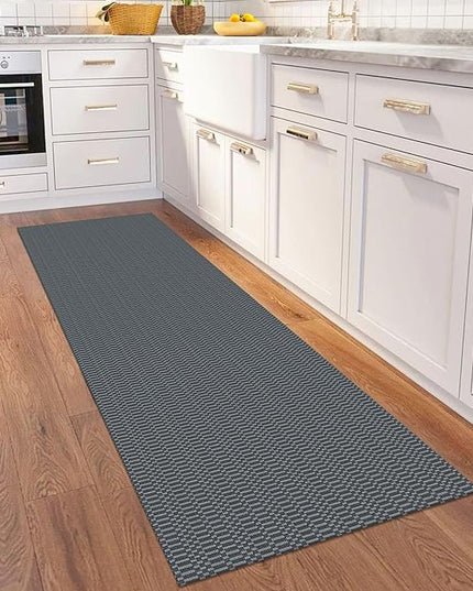 KOZYFLY Washable Runner Rug 2x6 Ft Runners for Hallways Non Slip Kitchen Runner Rugs Braided Cotton Entryway Runner Indoor, Carpet Runners for Hallway Kitchen Entryway Bedroom, Grey/Charcoal Grey