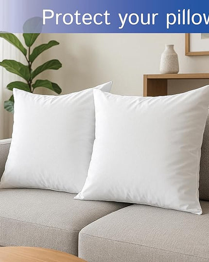 Euro Size Pillow Protectors (Set of 2) - European Square 16x16 Pillow Covers Waterproof Hypoallergenic Dust Proof Zippered Encasement