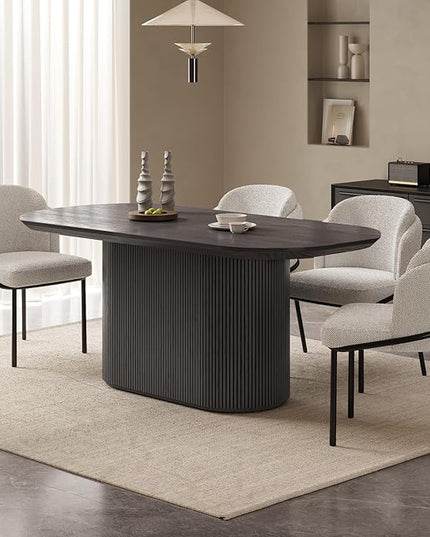 Guyii 5-Piece Oval Dining Table Set, 70" Modern Kitchen Table with 4 Chairs, Indoor Rectangular Dining Room Table for Kitchen, Living Room, Black