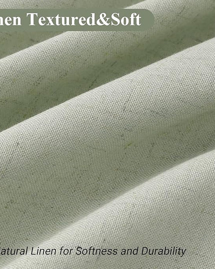 Naturoom Mist Sage Linen Shower Curtain, Country Boho Farmhouse Bath Decor Shower Curtains Neutral Cloth Weighted Textured Fabric Bath Curtain Liner with Hooks, 72x80