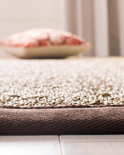 SAFAVIEH Natural Fiber Collection Runner Rug - 2'6" x 6', Natural & Dark Brown, Seagrass, Basketweave Pattern with Border (NF114K)