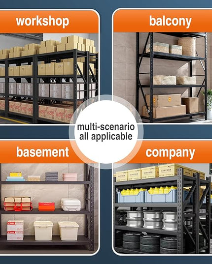 5000lbs78.74,Storage Shelves Garage Metal Shelving Heavy Duty Garage Shelves Adjustable Storage Shelves for Industrial, Factory(Black, W78.74*D23.62*H78.74)
