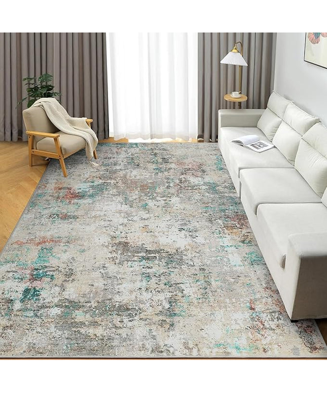 Modern Abstract Area Rug 5x7 Non Slip Non Shedding Rug Low Pile Stain Resistant for Bedroom Living Room,Colorful