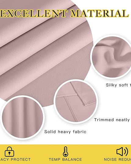 NICETOWN Baby Pink Curtains for Nursery, Sliding Glass Door Grommet Thermal Insulated Blackout Curtain Room Divider Sound Reducing Window Treatment for Kids Room/Bedroom, 1 Panel, W100 x L84