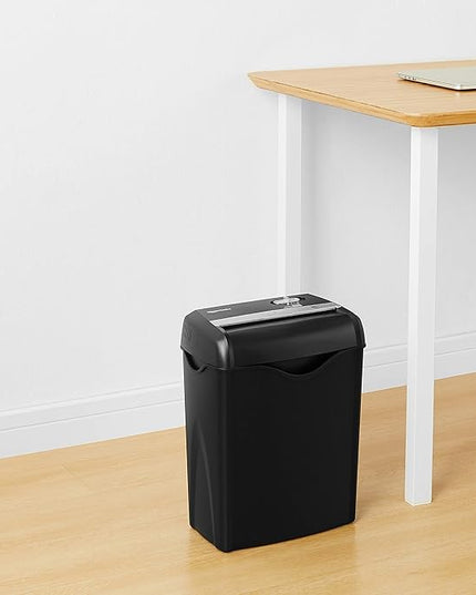 Amazon Basics 6 Sheet Cross Cut Paper and Credit Card Home Office Shredder with 3.8 Gallon Bin, Black