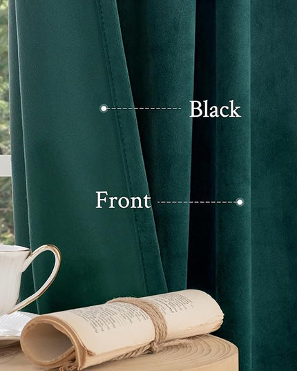 LAMIT Teal Velvet Curtains 108 Inch for Living Room, Luxury Thermal Insulated Room Darkening Panels Soundproof Back Tab and Rod Pocket Christmas Drapes for Bedroom/Hotel Hall, 2 Panels, 52 x 108 Inch
