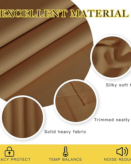 NICETOWN Blackout Curtain for Living Room 95 inch Length - Sound Reducing Grommet Thermal Insulated Room Darkening Window Treatment for Bedroom (Gold Brown, 1 Panel, W52 x L95)