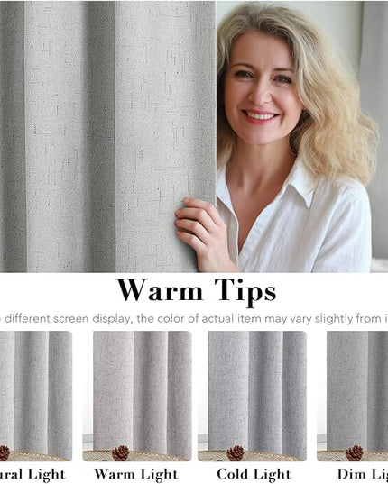 H.VERSAILTEX 100% Blackout Curtains for Bedroom Thermal Insulated Linen Textured Curtains Heat and Full Light Blocking Drapes Living Room Curtains 2 Panel Sets, Glacier Gray, 52x108 Inch