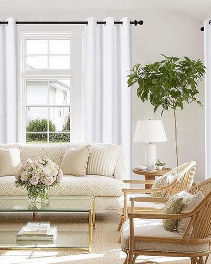 NICETOWN White100% Blackout Window Curtains 84 inch Long, Grommet Room Darkening Window Treatment Thermal Insualted for Bedroom/Livving Room, W37 x L84, 2 Panels