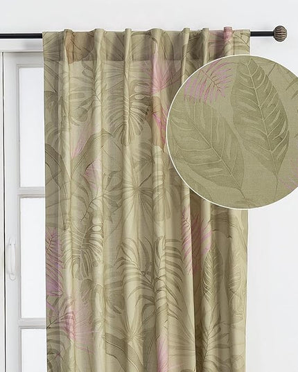 Maison d' Hermine Curtains for Living Room 100% Cotton 108 inch Length One Panel Light Filtering Curtains for Bedroom Windows with Rod and Loop Pockets Drapes (Creole Olive Grey, 50" W x 108" L)