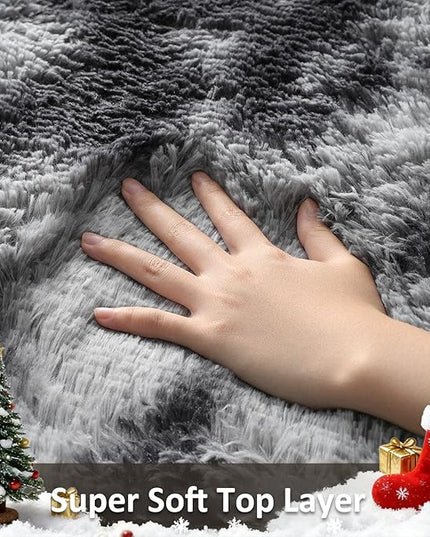 Ophanie Tie-Dyed Black&Grey Area Rugs for Bedroom Living Room, Fluffy Shag Fuzzy Carpet, Plush Shaggy Rug, 4x6 Indoor Carpet for Kids Boys Dorm Home Decor Aesthetic, Nursery