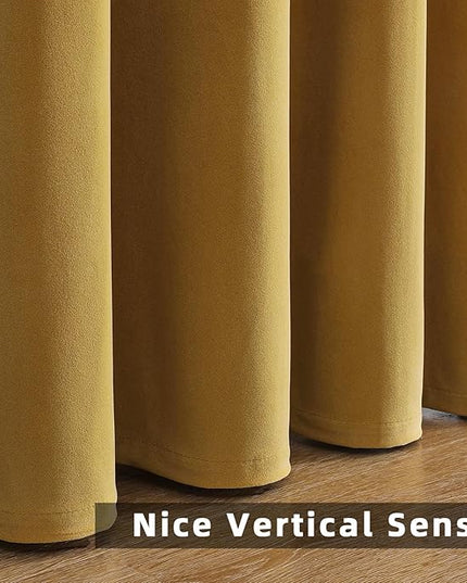 Joydeco Brown Velvet Curtains 108 inch Length 2 Panels, Luxury Blackout Rod Pocket Thermal Insulated Window Curtains, Super Soft Room Darkening Drapes for Living Dining Room Bedroom,W52 x L108 inches