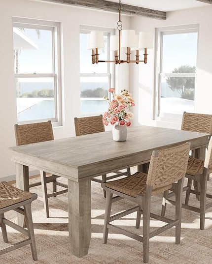 GarveeHome Farmhouse Dining Table for 6-8 People, 71 in Long Kitchen Tables with Wooden Sturdy Frame, 6 ft Large Rectangular Dinner Table for Dining Room, Kitchen, Grey, 71" Non-extendable