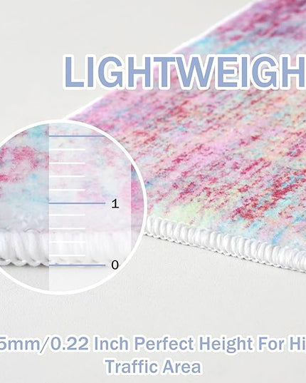 IOHOUZE Abstract Area Rugs 6x9 Ft Washable Rugs for Living Room, Non Slip Dining Room Rug, Printed Faux Wool Rugs for Bedroom, Floor Carpet for Office Nursery Playroom, Pink Teal