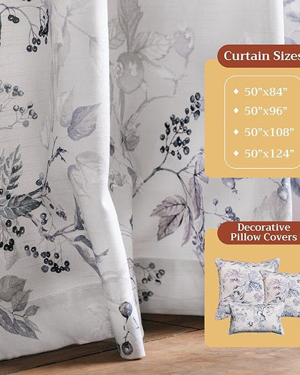 Maison d' Hermine Curtains for Living Room 100% Cotton 96 inch Length Two Panels Light Filtering Curtains for Bedroom Windows with Rod and Loop Pockets Drapes (Equinoxe Blue, 50" W x 96" L)