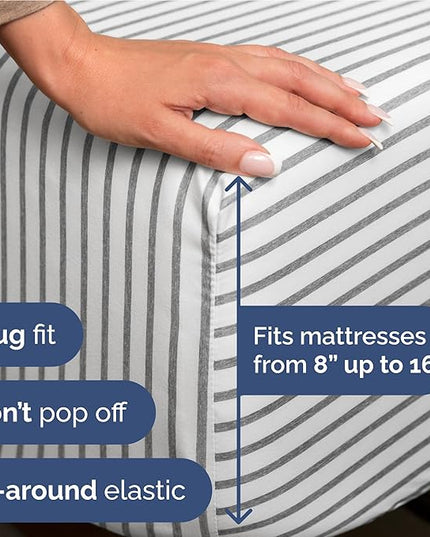 Full Size 4 Piece Sheet Set - Comfy Breathable & Cooling Bed Sheets Set - Hotel Luxury Bedding for Women, Men, Kids, Teens, Boys & Girls - Deep Pockets, Soft, Wrinkle Free - Oeko-Tex - Grey Stripes 2