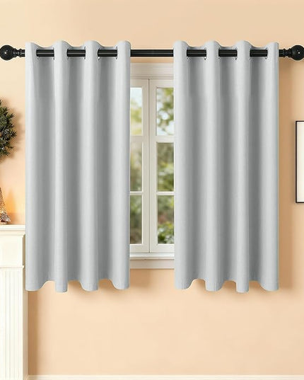 Room Darkening Curtains 54 Inch Length for Bedroom Living Room, Insulated Thermal Grommet Curtain Drapes, Blackout(60-90%,Not 100%) Window Treatment Decor, 2 Panels, 52x54, GreyishWhite