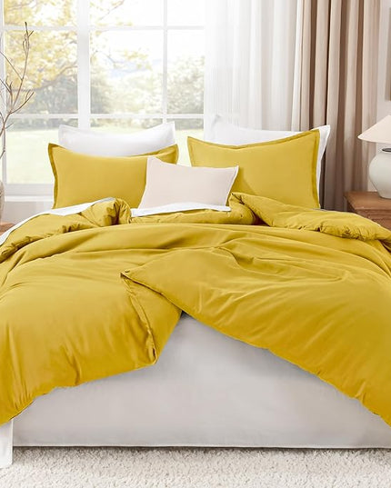 Litanika Mustard Yellow Comforter Set Twin/Twin XL Size, 2 Pieces Lightweight Solid Bedding Comforter Set, All Season Fluffy Bed Set (66x90In Comforter & 1 Pillowcase)