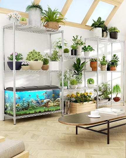 Storage Shelves Heavy Duty, 36" L x 14" W x 54" H Garage Wire Shelving Unit Loads 1400LBS, 4-Tier Adjustable Metal Industrial Utility Shelf Rack for Kitchen, Laundry Room, Pantry, Warehouse, Basement