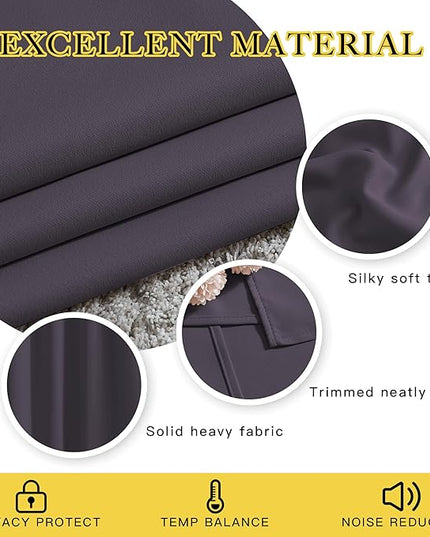 NICETOWN Living Room Window Curtain Drapes Extra Long & Wide - Living Room Panels Grommet Top Window Treatment for Hall & Guest Room (W80 x L108, Greyish Purple, 2 Pieces)