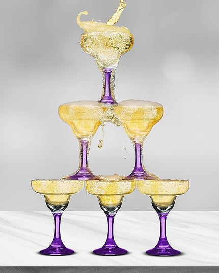 DISCOUNT PROMOS 10 Margarita Glasses Set, 9 oz. - Classic, Smooth, Barware, Glassware - Purple