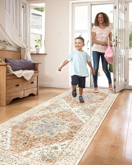 Ciicool Washable Runner Rug, 2'x5' Kitchen Non-Slip Vintage Carpet Rug Runners for Hallways Bedroom Kitchen Laundry Room Bathroom Decor
