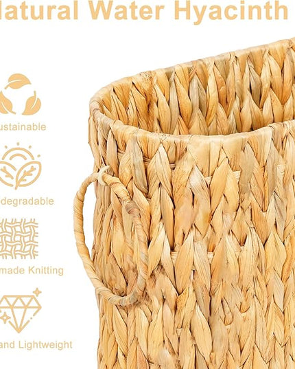 Large Toilet Paper Storage Basket, Wicker Toilet Paper Holder for up to 6 Rolls, Water Hyacinth Toilet Paper Basket Bathroom Organizer, Rattan Bathroom Accessories Organizer