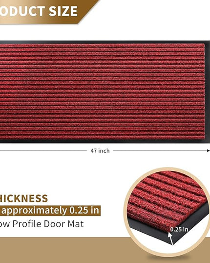 Yimobra Front Door Mat Outdoor Indoor Entrance, 100% Waterproof All-Season All Weather Doormat, Welcome Matt Outside Entry, Non Slip, Low Profile, Heavy Duty Patio Porch Floor Mats,47 x 24,Black Red