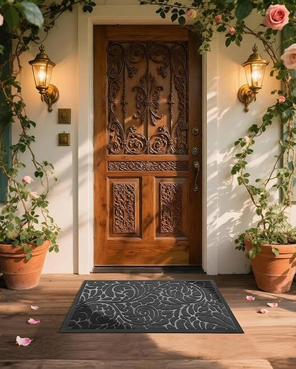 Yimobra Large Door Mat Outside Entrance 36x24, Waterproof Sturdy Outdoor Mats for Front Door, Heavy Duty Non-Slip Doormat for Garage Patio Entryway Indoor, Easy Clean, Grey