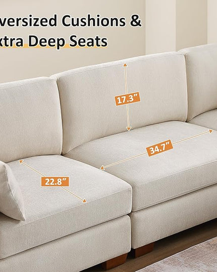 VANOMi Large Modular Sectional Sofa, Oversized Couch with Charging Station, Cloud Couch Deep Seat Sofa with Thick Cushion, Convertible Sectional Couches for Living Room Office Apartment