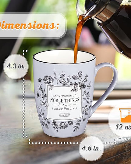 Christian Art Gifts Inspirational Microwave/Dishwasher Safe Coffee & Tea Scripture Mug: Many Women Do Noble Things Encouraging Proverb Bible Verse, Novelty Drinkware, Lavender Purple & White, 12 oz.