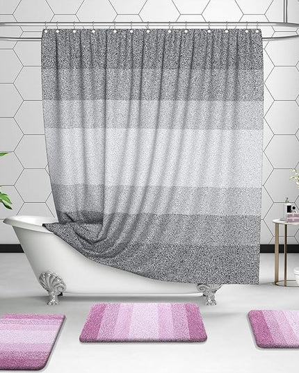 OLANLY Bathroom Rug Set 2 Piece, Soft Absorbent Microfiber Bath Rug Set, Non-Slip, Machine Wash Dry, Plush Shaggy Bath Mats for Bathroom (30"x20"+24"x16", Pinkish-Purple)