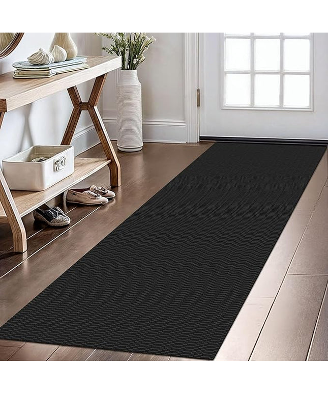 KOZYFLY Washable Runner Rug 2x6 Ft Runners for Hallways Kitchen Runners with Rubber Backing Braided Cotton Entryway Runner Indoor, Carpet for Hall Foyer Bedroom, Black/Grey