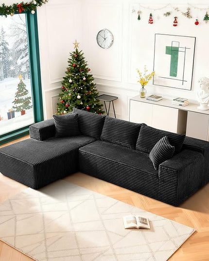 103.54'' Sectional Sofa, Flannel Fabric Fabric L Shaped Sofa, 4 Seat Modern L Shape Couch with 2 Pillows Right Hand Lounge for Living Room, Office
