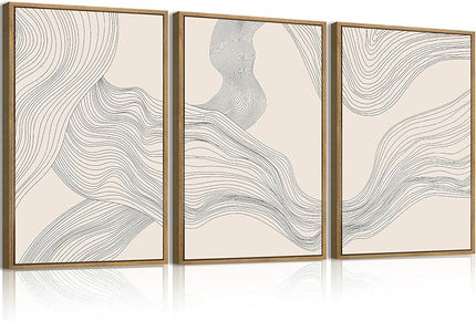Large Modern Minimalist Wall Art Framed Neutral Abstract Wall Decor 24x36 Inch Set of 3 for Living Room Bedroom Dining Room