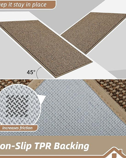 BEQHAUSE Dirt Trapper Door Mat 20" x 48", Non-Slip Washable Doormats Entrance Mat, Dirt Resistant and Absorbent Welcome Mat, Low Profile Floor Mats for Front Back Door and Entryway, Beige