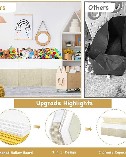 Large Toy Box Chest,Toy Storage Organizer,Storage Bins with Lids,Stuffed Animal Storage,Toy Bins for Kids,Toddlers,Baby,Girls,Nursery,Living Room,playroom(Beige)