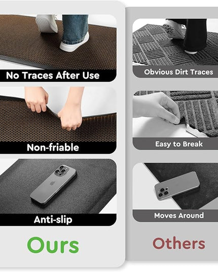tchdio Front Door Mat Outside Entrance, Dirt Trapper Doormat-Entrance Welcome Matt Durable, Heavy Duty Entry Mat Non Slip Rubber Mats for Outside Stain Resist Door Mats for Entryway, 24"x47" Brown