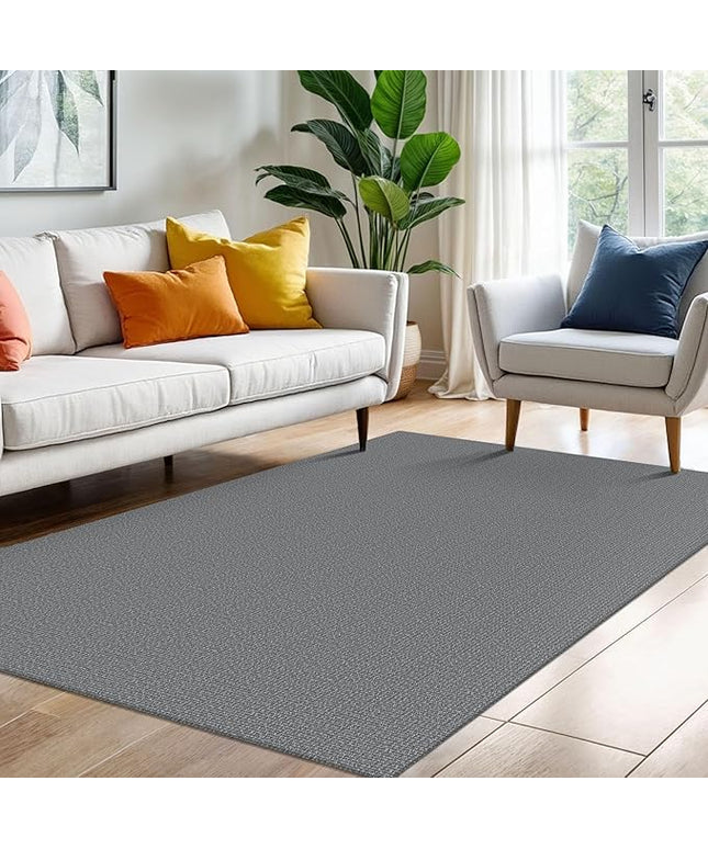 KOZYFLY Washable Area Rug 4x6 Ft Non Slip Rubber Backed Rugs for Entryway Bedroom Throw Rugs Boho Entry Rug, Cotton Braided Floor Carpet for Dining Room Living Room, Grey