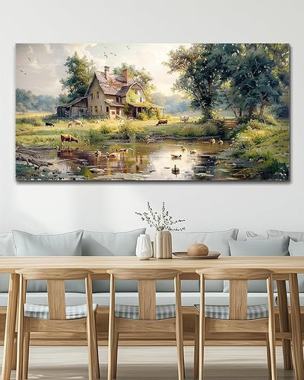 FUHAIHUA Canvas Wall Decor For Living Room Large Farmhouse Wall Art For Bedroom Office Decorations Farm Scenery Pictures Countryside Wall Paintings Modern Artwork Ready To Hang Home Decor 30x60 In