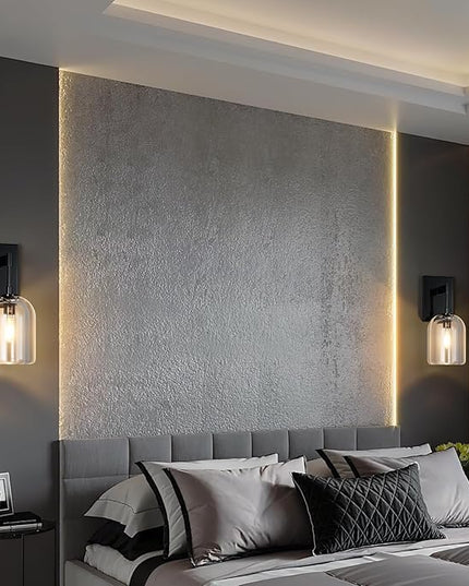 Modern Crystal Wall Sconces Indoor Black Wall Lamp Vanity Wall Lighting for Bathroom Bedroom Living Room Stair（1 Pack）