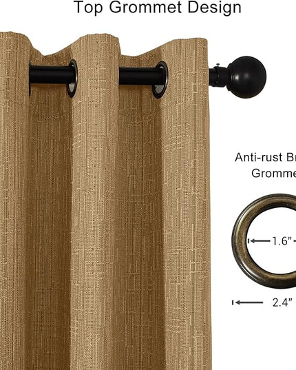 Linen Curtains 205 inch Length 2 Panels for High Ceiling Extra Long Thick Faux Linen Window Drapes Burlap Textured Curtains with Grommet for 2 Story High Living Room (52x205 Light Coffee)