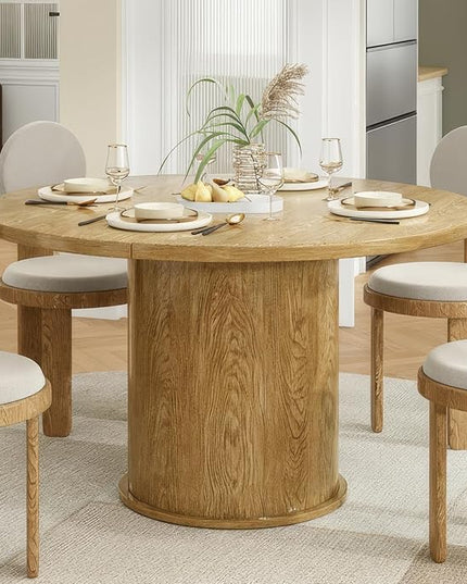 Farini 43" Round Dining Table for 4-6,Modern Kitchen Room Table with Wood Top & Sturdy Metal Base,Walnut