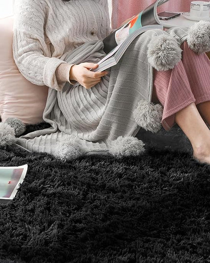 Ophanie 4x6 Charcoal Rugs for Bedroom, Fluffy Shaggy Soft Area Rug, Non-Slip Indoor Floor Carpet for Living Room, Kids Boys Teen Dorm Home Decor Aesthetic, Nursery
